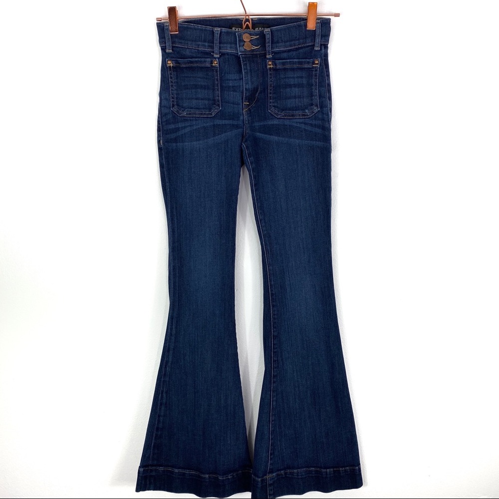 Express Dark Blue Flare Jeans